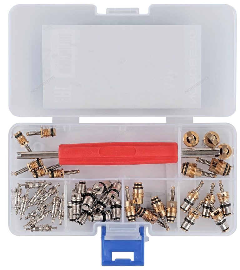 Набор ниппелей (золотников) для сервисных портов + универсальный сервисный ключ Nordberg